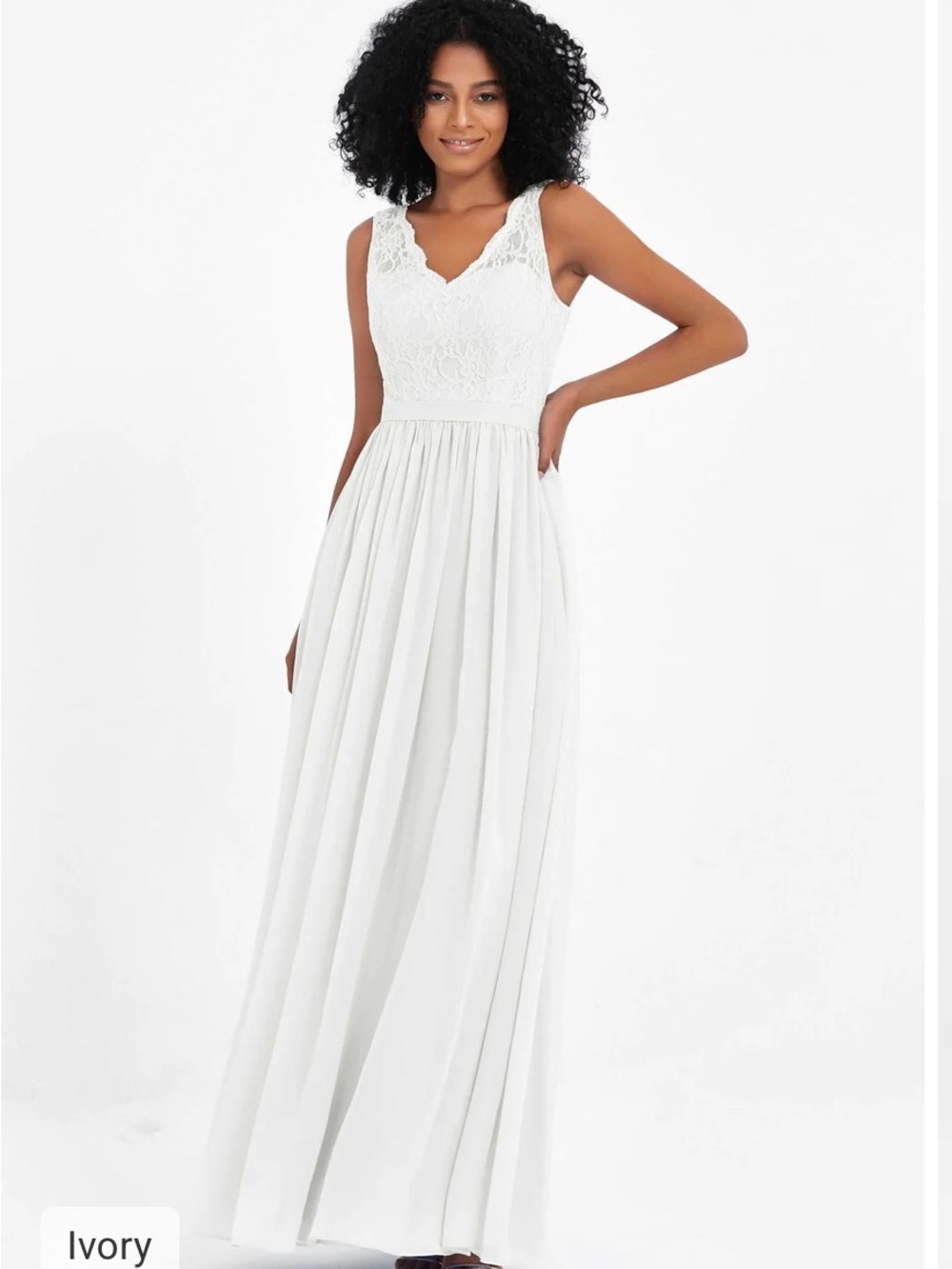 Ivory Lace V-Neck Wedding Dress